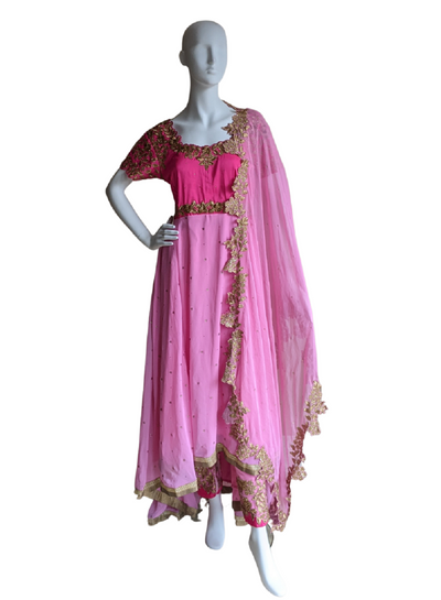 Buy Pochu Style Net Blend Long Gown Dress (22, Blue) at Amazon.in